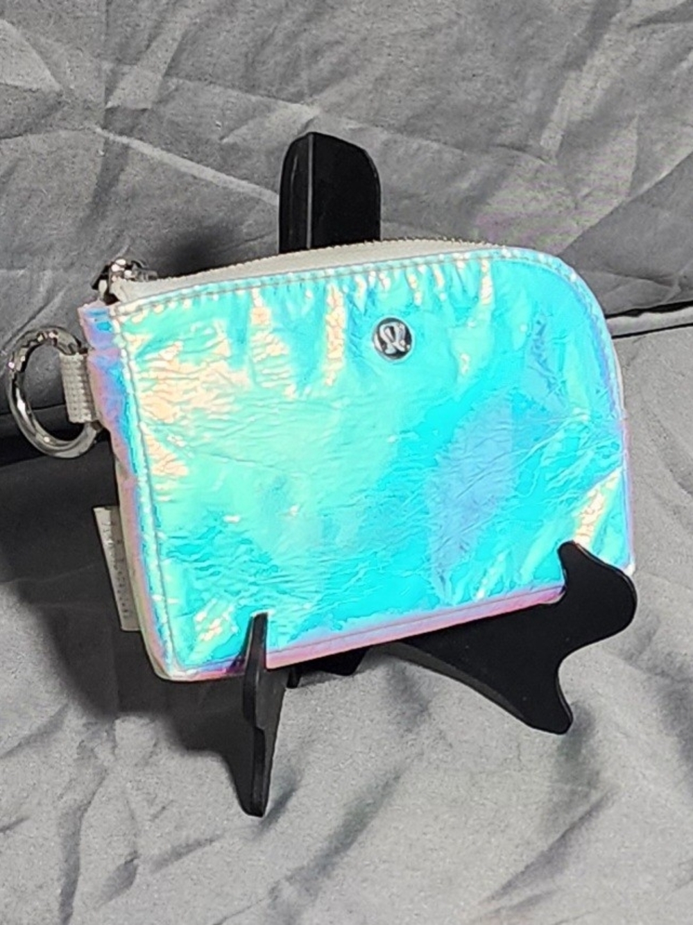 NWOT Lululemon Iridescent Aqua Clippable Card Pouch Money Wallet